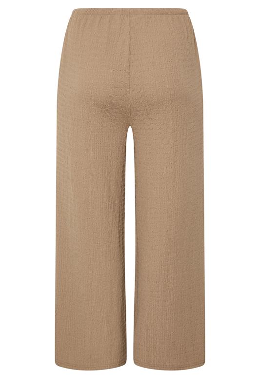 YOURS Plus Size Natural Brown Wide Leg Crinkle Trousers | Yours Clothing 6