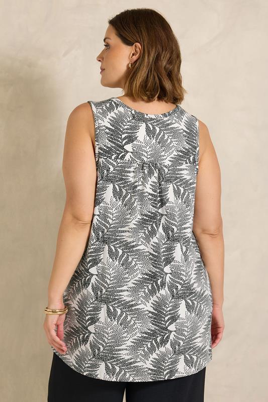 EVANS Plus Size Ivory White Palm Print Vest Top| Evans 4
