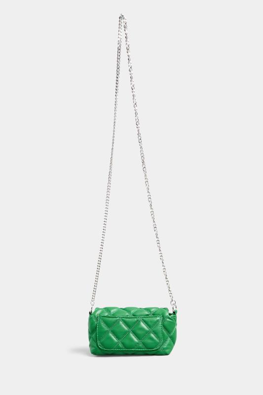 Green Quilted Diamante Strap Cross Body Bag | Yours Clothing 5