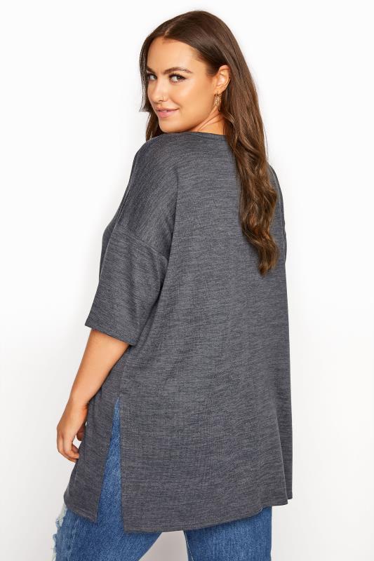 Plus Size Grey Marl Oversized Jersey Tee | Yours Clothing 3
