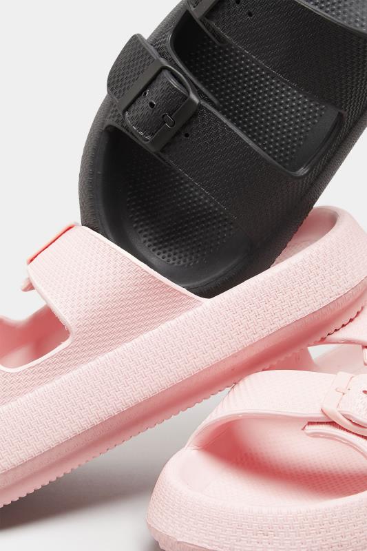 Pink Double Buckle Slider Sandals In Extra Wide EEE Fit | Yours Clothing  6
