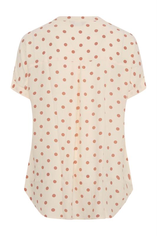 Plus Size Natural Brown Polka Dot Grown On Sleeve Shirt | Yours Clothing 7