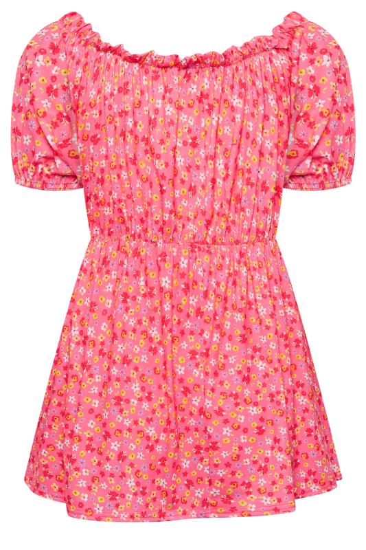 LIMITED COLLECTION Plus Size Pink Floral Ditsy Bardot Top | Yours Clothing  7