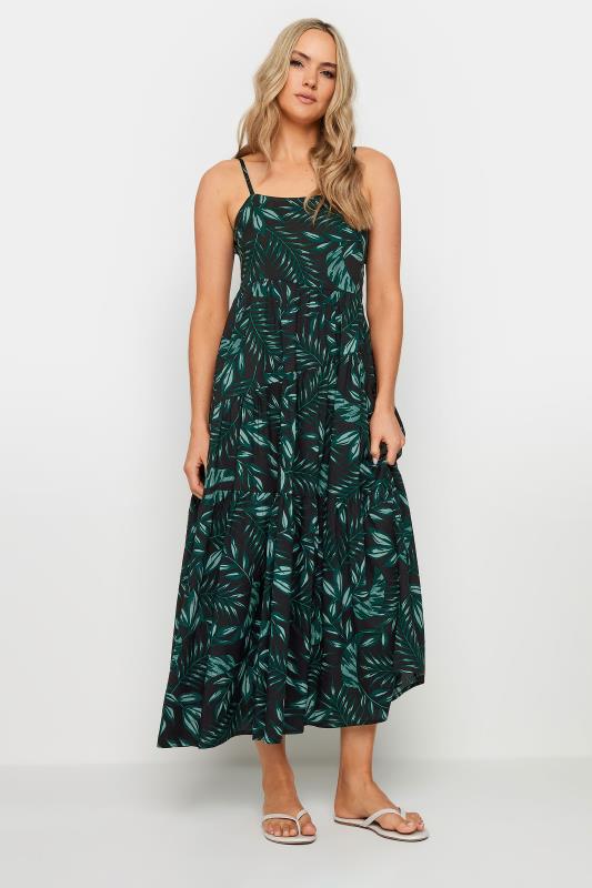 Tall  LTS Tall Dark Green Tropical Print Strappy Midaxi Dress