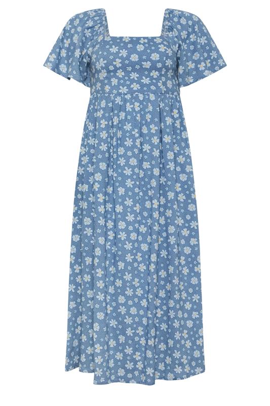 PixieGirl Petite Women's Blue Daisy Midi Dress | PixieGirl 5