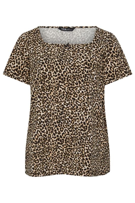 YOURS Plus Size Brown Leopard Print Bow Top | Yours Clothing 5