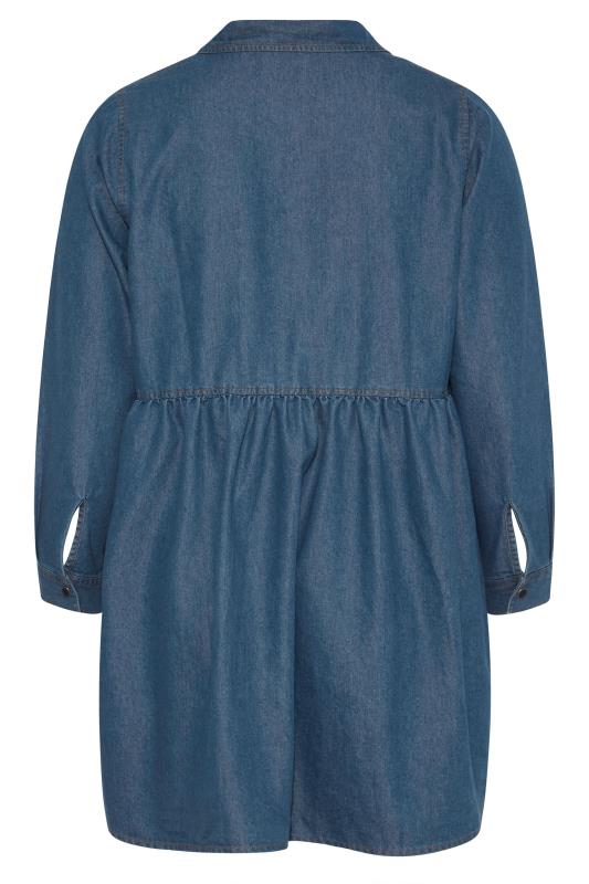 Plus Size Blue Wash Peplum Denim Shirt | Yours Clothing 7