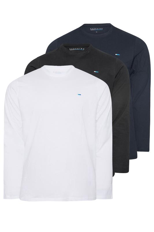 Men's  BadRhino Big & Tall 3 Pack Black & White Long Sleeve T-Shirts