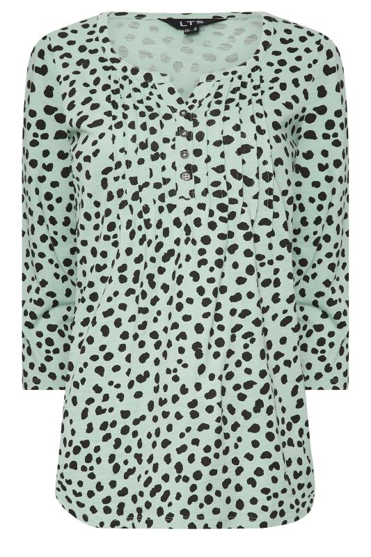 LTS Tall Women's Sage Green Dalmatian Print Henley Top | Long Tall Sally 6