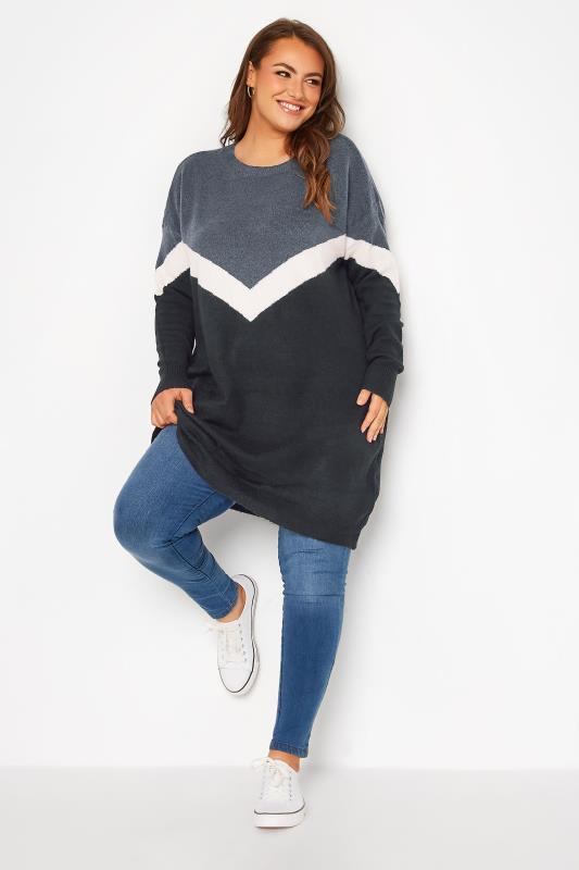 YOURS FOR GOOD Plus Size Blue Oversized Recycled Jumper | Yours Clothing 2