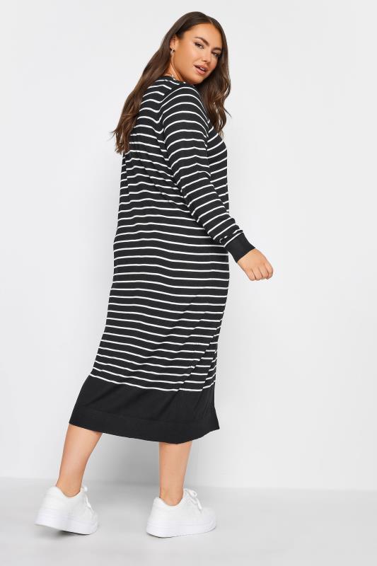 YOURS Plus Size Black Stripe Print Maxi Cardigan | Yours Clothing 4