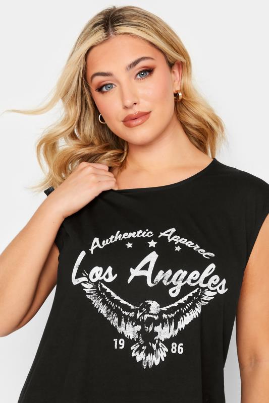 YOURS Plus Size Black 'Los Angeles' Printed Vest Top | Yours Clothing 4
