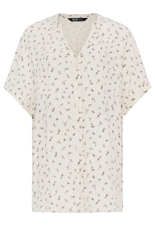 YOURS Plus Size Ivory White Ditsy Floral Dobby Blouse | Yours Clothing 5