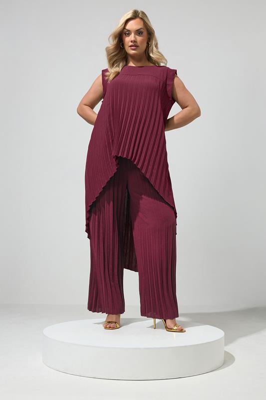 YOURS LONDON Plus Size Purple Pleated Set | Yours Clothing 1
