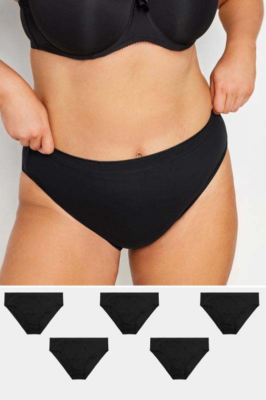 YOURS 5 PACK Plus Size Black High Leg Briefs  | Yours Clothing 1