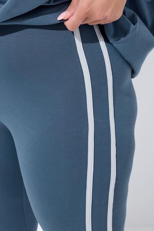 YOURS ACTIVE Plus Size Brown Side Stripe Leggings | Yours Clothing 4