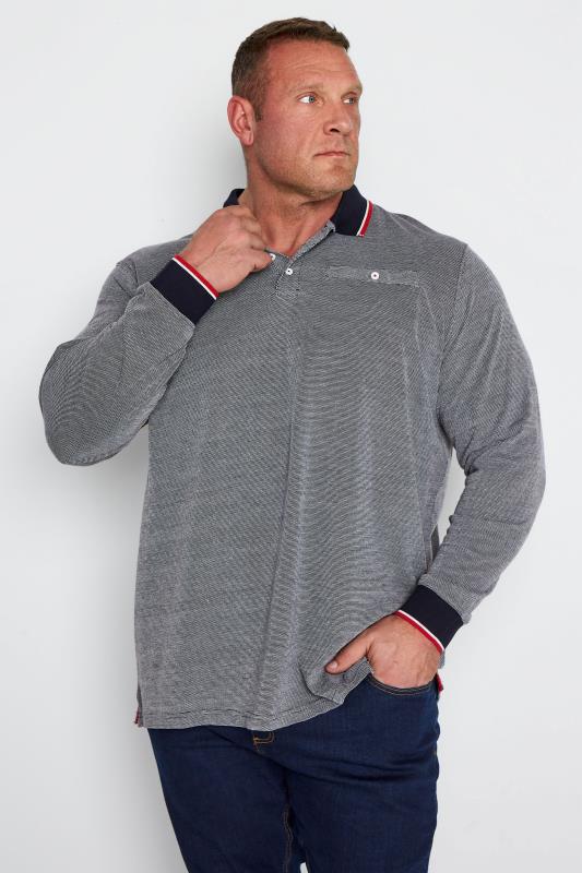 D555 Grey Contrast Long Sleeve Polo Shirt_A.jpg
