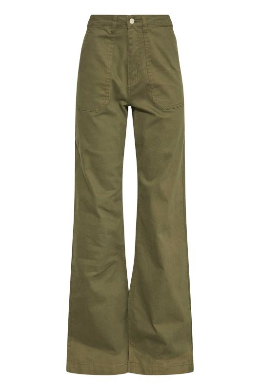 LTS Tall Khaki Green Twill Wide Leg Trousers 4