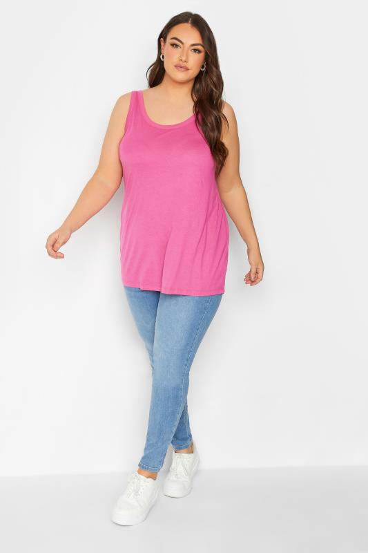 Plus Size Hot Pink Vest Top | Yours Clothing 2