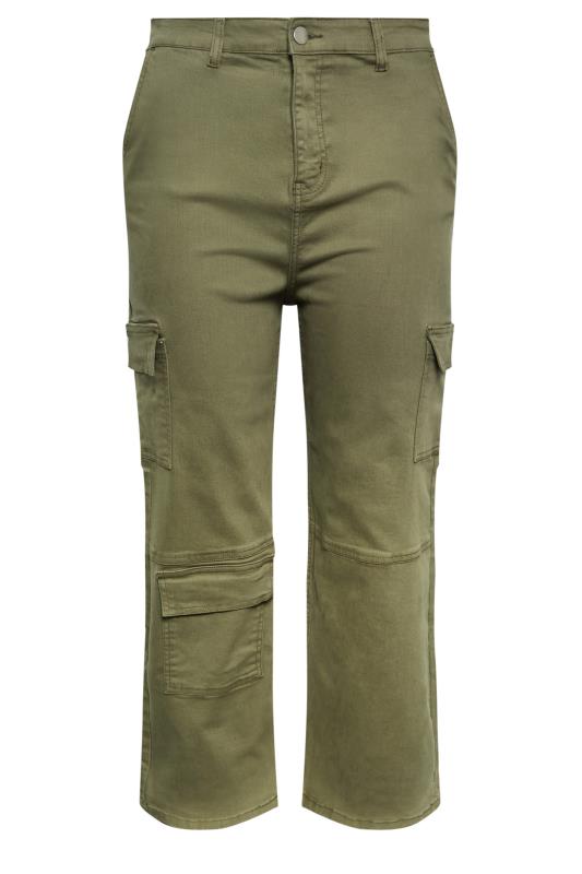 YOURS Curve Plus Size Yours Leg Green Pocket Khaki Trousers | Cargo Clothing Wide
