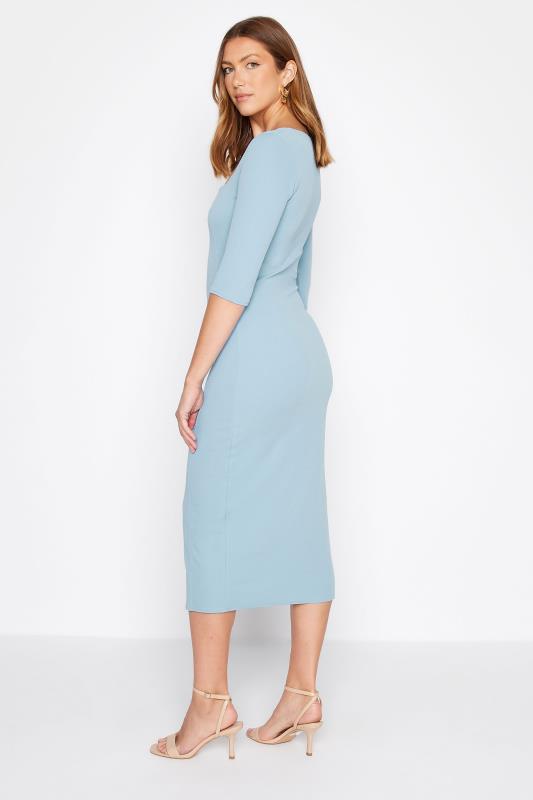 Tall Women's LTS Light Blue Notch Neck Midi Dress | Long Tall Sally 3