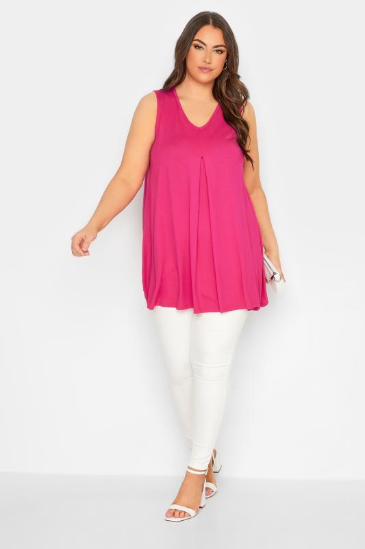 YOURS Plus Size Hot Pink Swing Vest Top | Yours Clothing 2