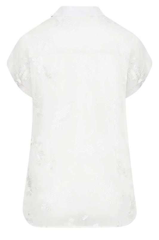 Plus Size White Floral Print Embroidered Shirt | Yours Clothing  8