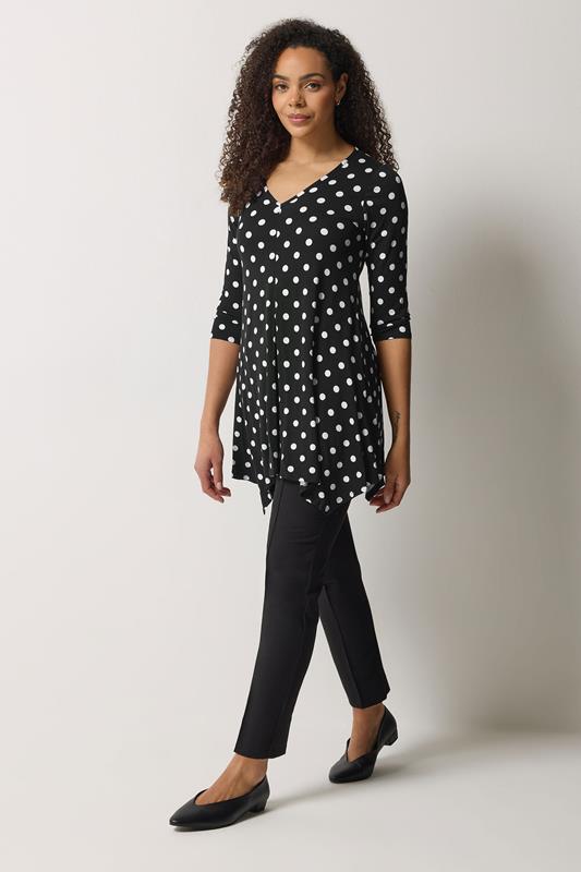 M&Co Black Polka Dot Hanky Hem Top | M&Co 1
