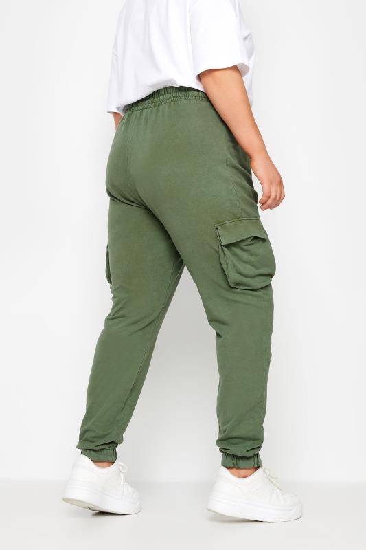 YOURS Plus Size Khaki Green Cargo Pocket Joggers | Yours Clothing 4
