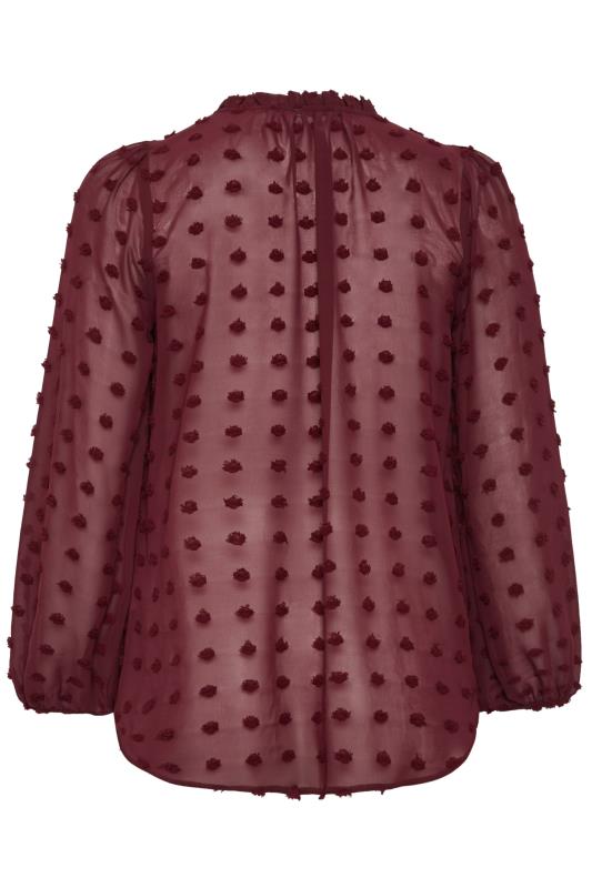 YOURS Curve Plus Size Wine Red Dobby Blouse | Yours Clothing  7