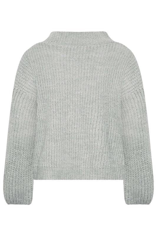 YOURS PETITE Plus Size Grey Funnel Neck Jumper | Yours Clothing 7