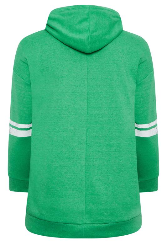 YOURS Plus Size Green 'California' Varsity Hoodie | Yours Clothing 7