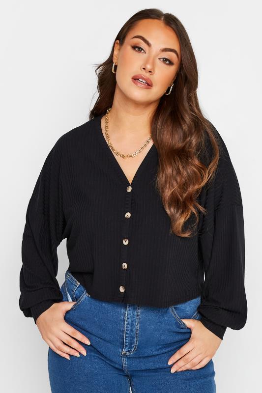 LIMITED COLLECTION Plus Size Black Cropped Cardigan | Yours Clothing 1
