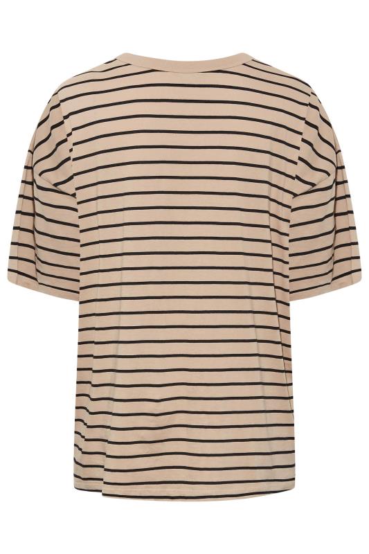 Curve Beige Brown Stripe Oversized Boxy T-Shirt 6