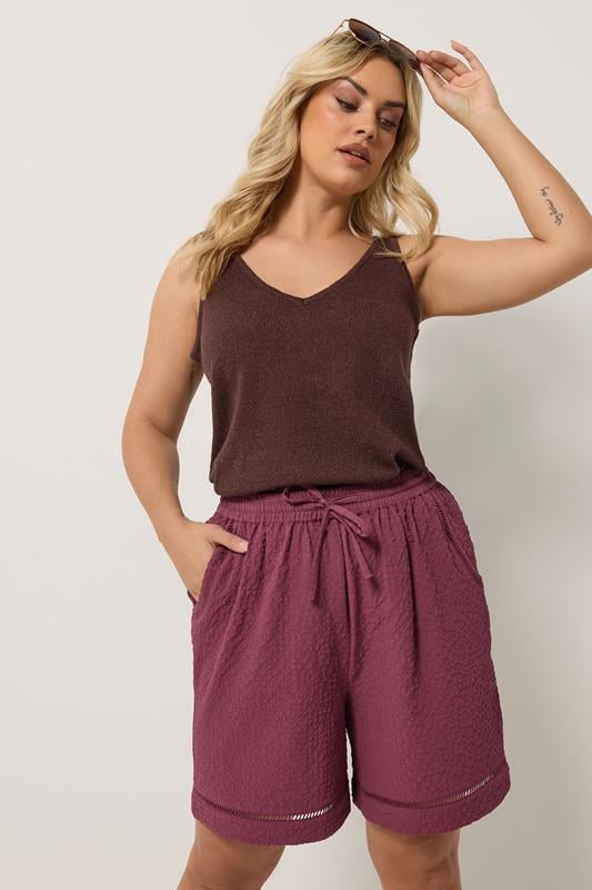  YOURS Short rose avec détail échelle ajouré