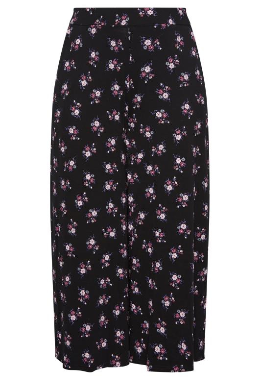 YOURS Curve Black & Pink Floral Midaxi Culottes | Yours Clothing 5