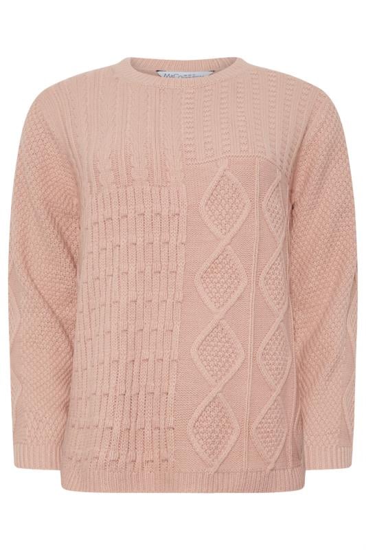 M&Co Blush Pink Cable Knit Patchwork Jumper | M&Co 6