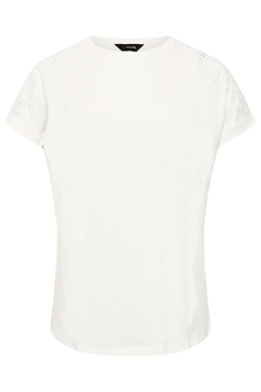 Plus Size White Broderie Anglaise Shoulder Top | Yours Clothing 6