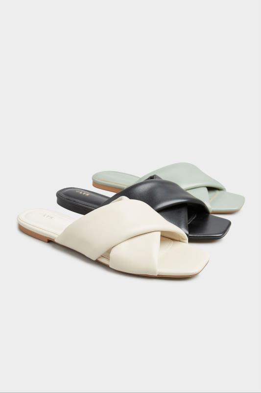 LTS White Cross Strap Square Mules In Standard Fit | Long Tall Sally 7