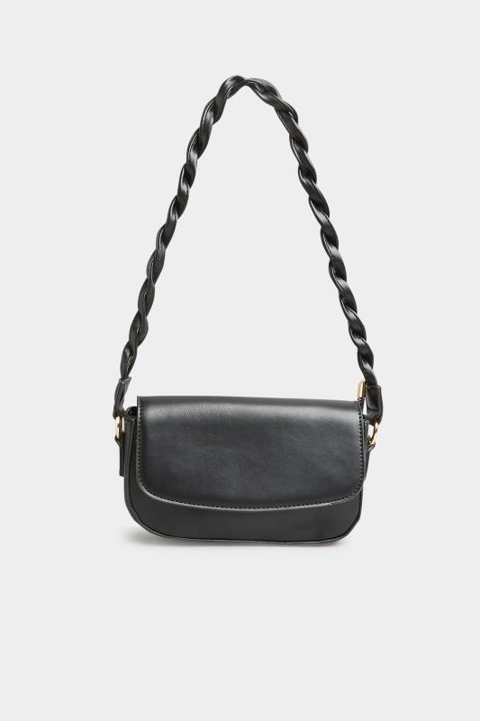 Plus Size Black Twisted Strap Shoulder Bag | Yours Clothing 2