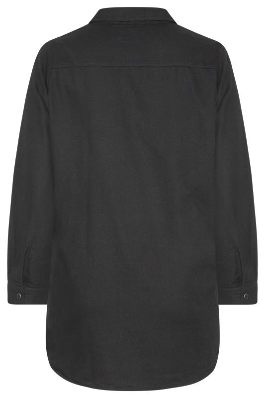 Curve Black Distressed Denim Shirt 6