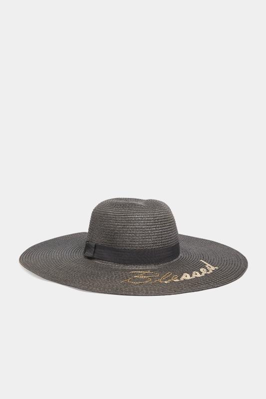 Großen Größen  Black 'Blessed' Floppy Straw Hat