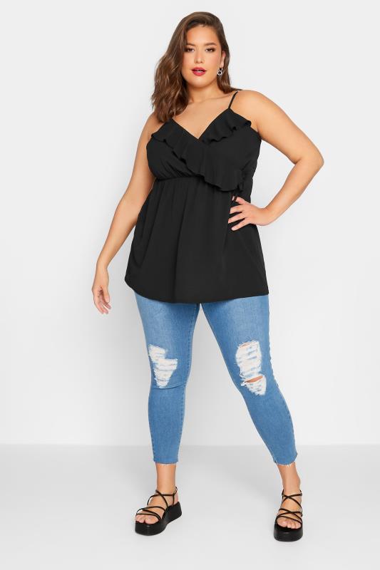 LIMITED COLLECTION Plus Size Black Wrap Cami Vest Top | Yours Clothing 2