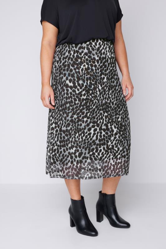  Grande Taille EVANS Curve Grey Animal Print Mesh Skirt