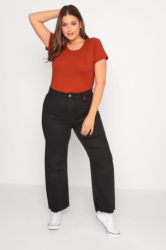 Plus Size Burnt Orange Short Sleeve Bodysuit | Yours Clothing 2