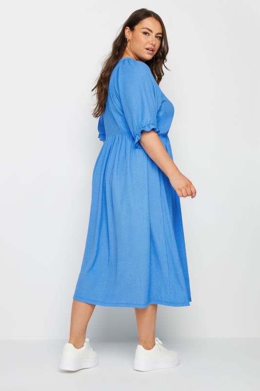 LIMITED COLLECTION Plus Size Blue Textured Midaxi Dress | Yours Clothing  3
