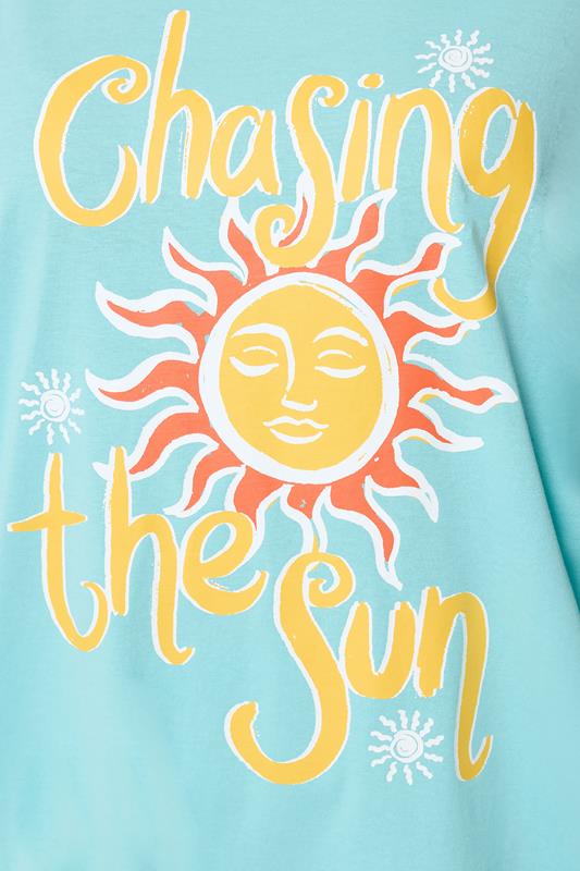 YOURS Plus Size Blue 'Chasing The Sun' Graphic T-Shirt | Yours Clothing 4