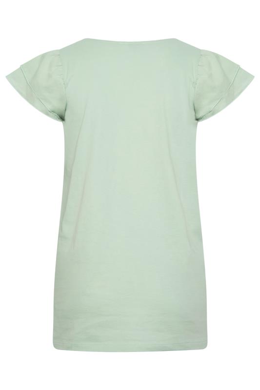 YOURS Plus Size Mint Green Frill Sleeve T-Shirt | Yours Clothing 8