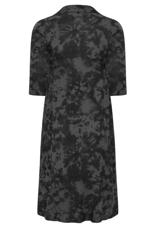 Plus Size Black Tie Dye Collared Midi Dress | Yours Clothing 7