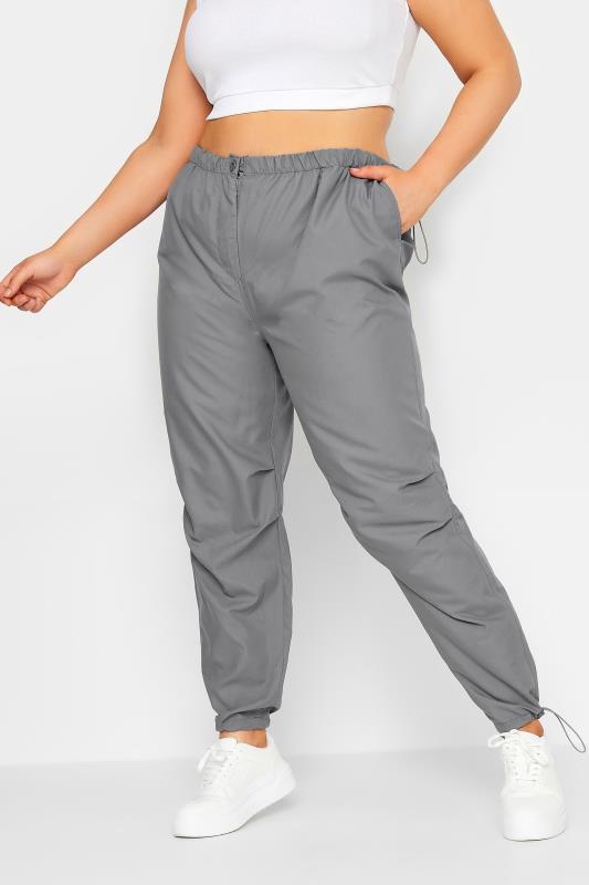 YOURS Curve Charcoal Grey Parachute Trousers 1